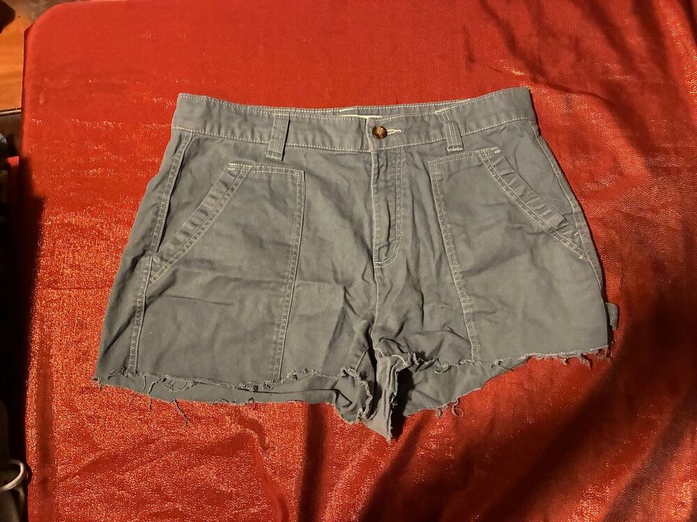 Old Navy Shorts Womens 14 High Rise Straight Frayed Cutoff Utility Pocket Gray
